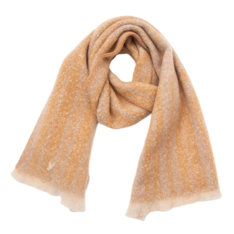 Two Tone Vertical Stripe Wrap Scarf - NO-4