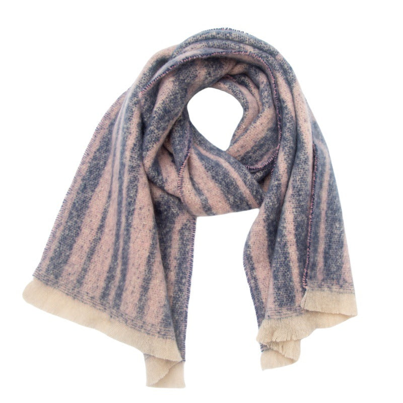 Two Tone Vertical Stripe Wrap Scarf - NO-5