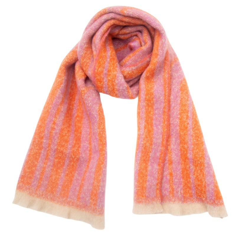 Two Tone Vertical Stripe Wrap Scarf - NO-6
