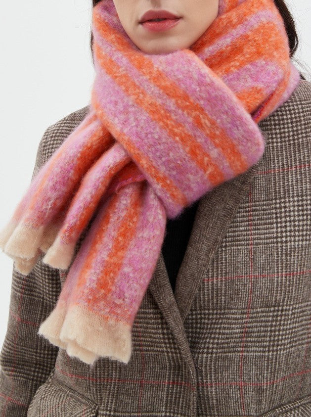 Two Tone Vertical Stripe Wrap Scarf - NO-6 - 1