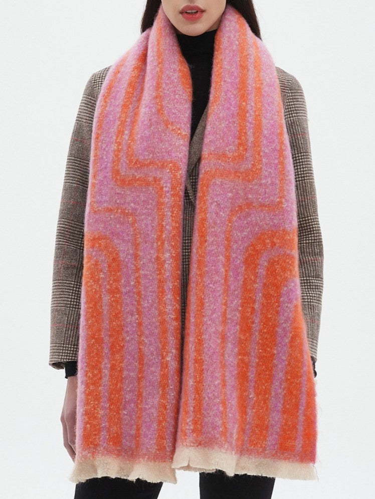 Two Tone Vertical Stripe Wrap Scarf - NO-6 - 2