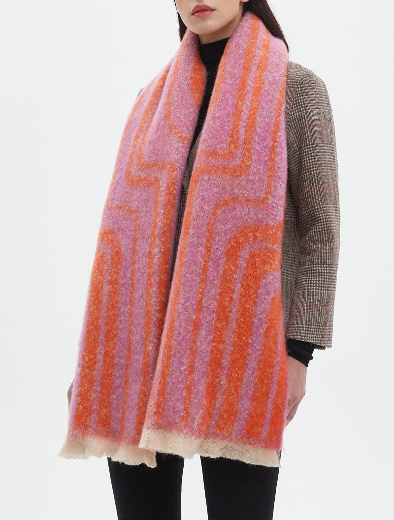 Two Tone Vertical Stripe Wrap Scarf - NO-6 - 3