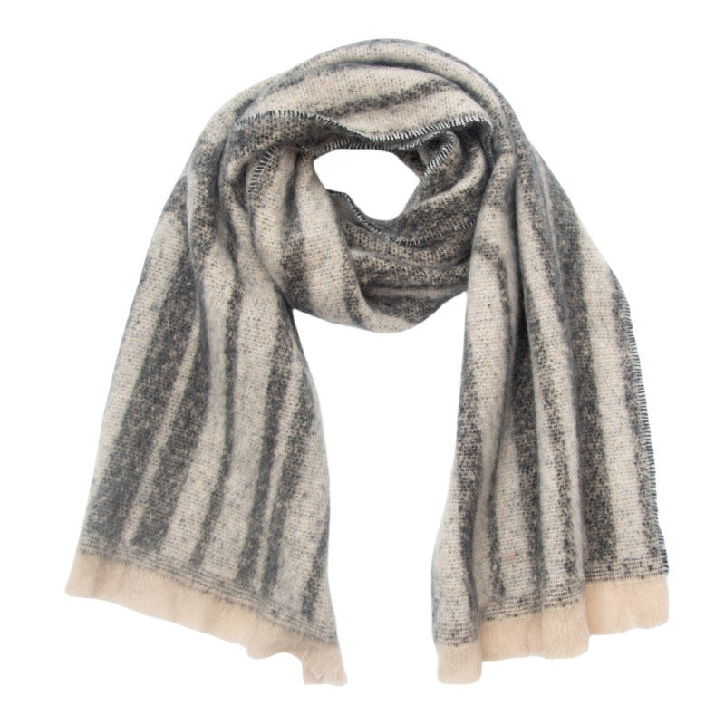 Two Tone Vertical Stripe Wrap Scarf - NO-7