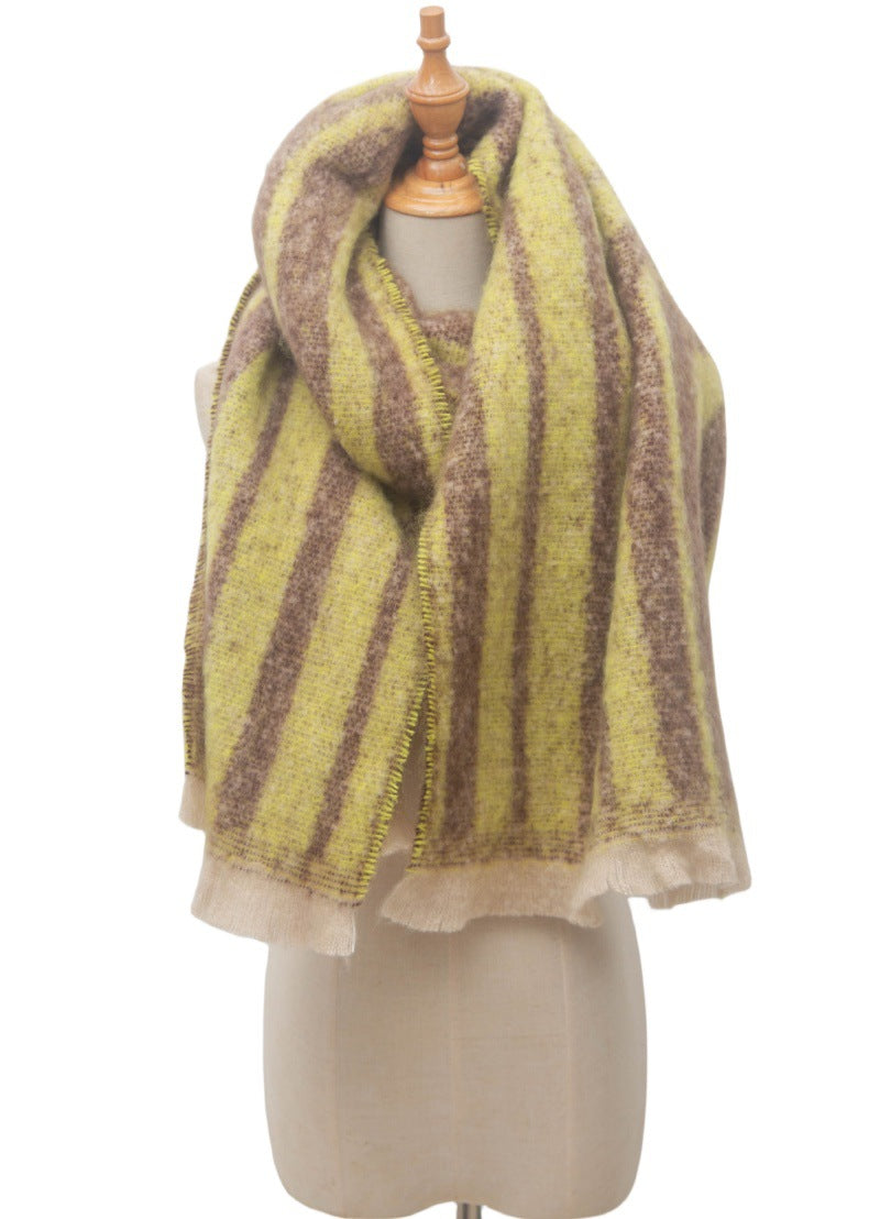 Two Tone Vertical Stripe Wrap Scarf - NO-8 - 1