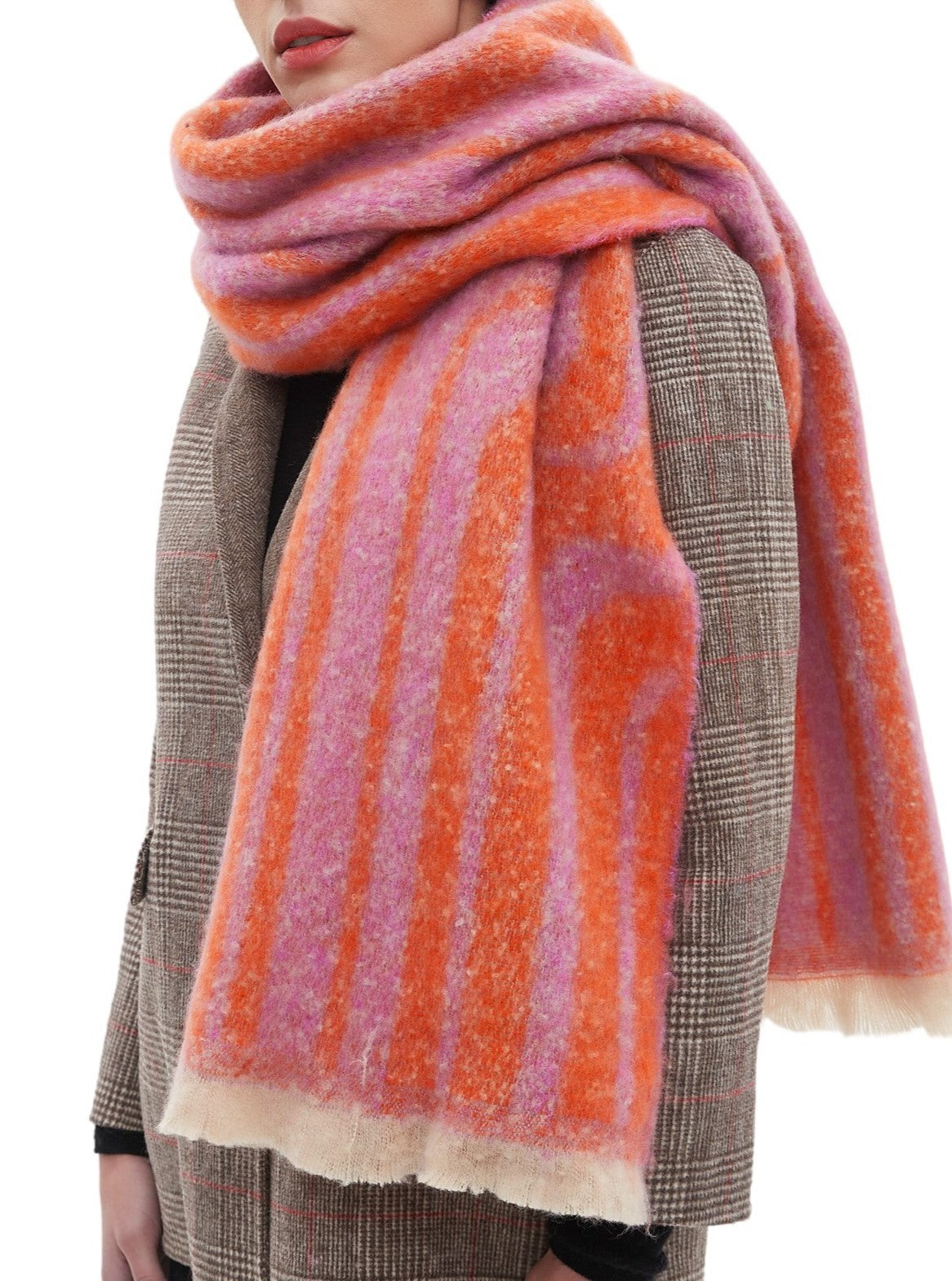 Two Tone Vertical Stripe Wrap Scarf - view 1