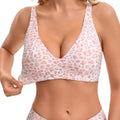 Seamless Wireless V Neck Padded T-Shirt Bra - Pink Leopard