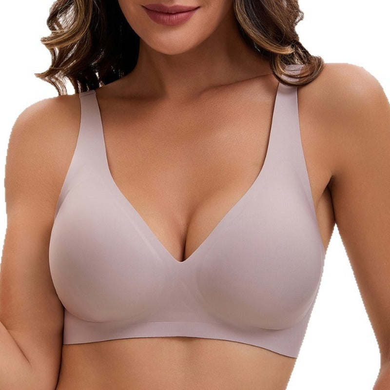 Seamless Wireless V Neck Padded T-Shirt Bra