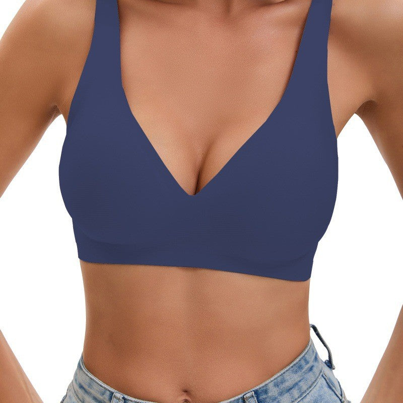 Seamless Wireless V Neck Padded T-Shirt Bra