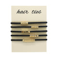 Beaded Elastic Hair Tie Bracelet Set - Black