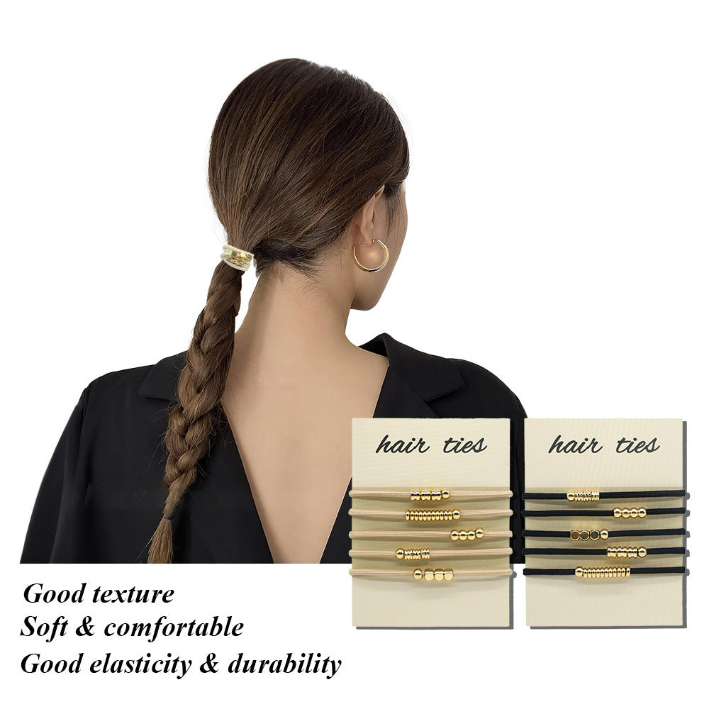 Beaded Elastic Hair Tie Bracelet Set - view 2