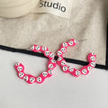 Halloween Skull C Shaped Hoop Earrings - RoseRed