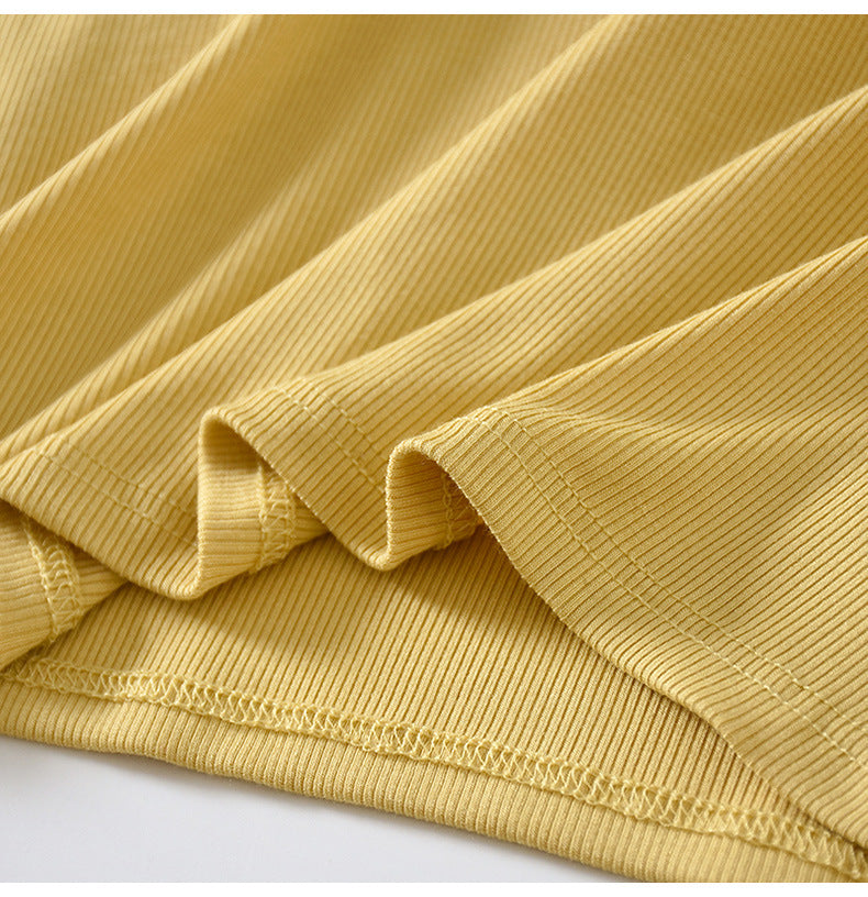 Scoop Neck Padded Bra Ribbed Vest Top - yellow - 6