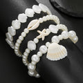 Seashell Charm Stackable Beaded Bracelet Set - C2
