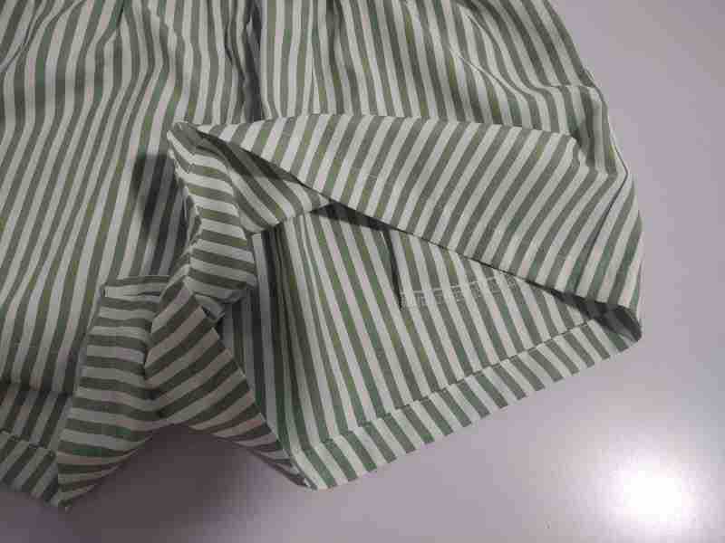 Wide Leg Striped Pull On Summer Shorts - Green - 1