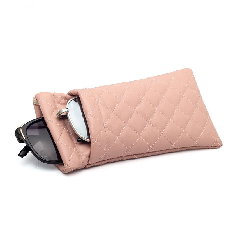 Quilted Snap Top Sunglasses Pouch - Pink