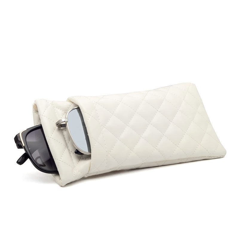 Quilted Snap Top Sunglasses Pouch - White