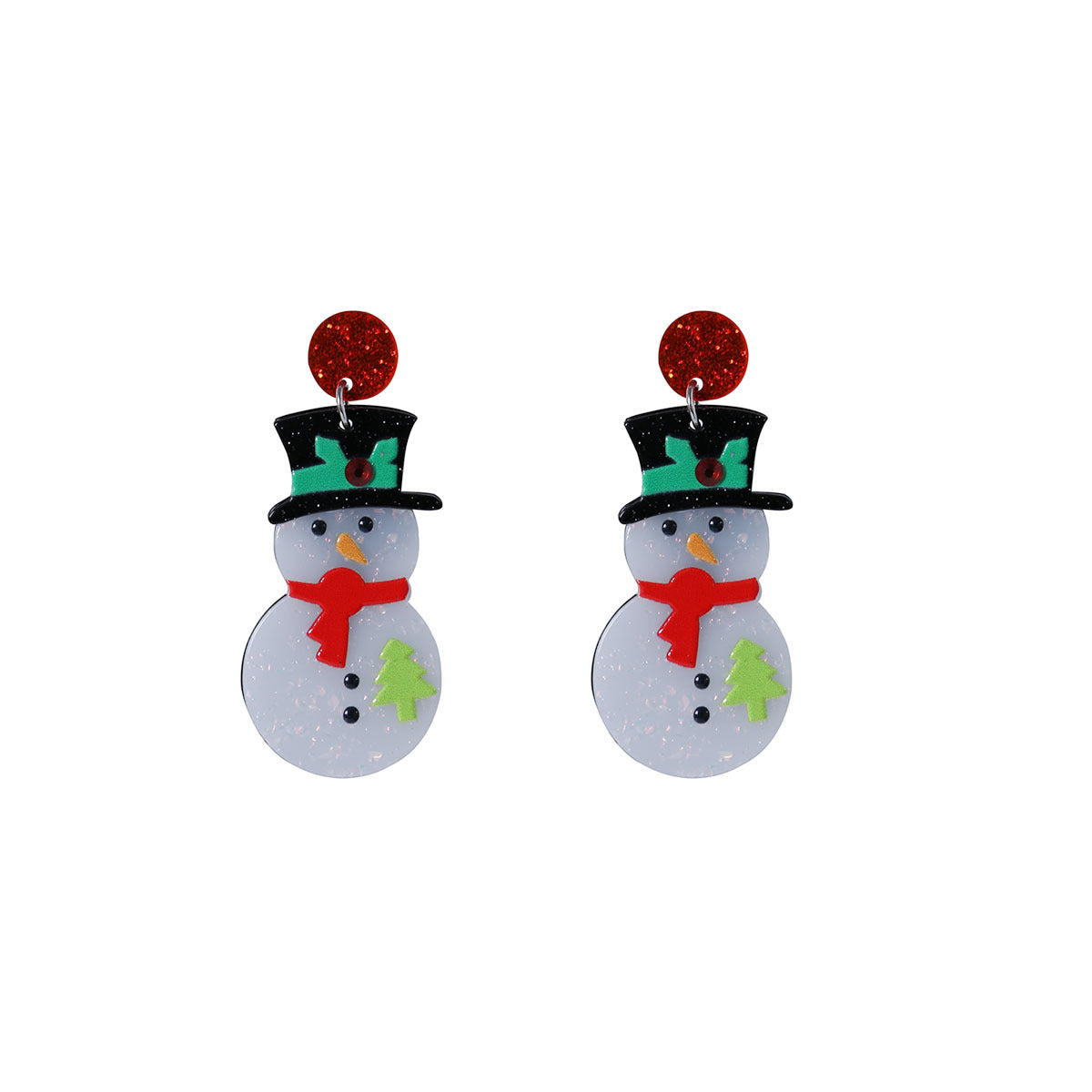 Cheerful Snowman Acrylic Drop Earrings - White - 1