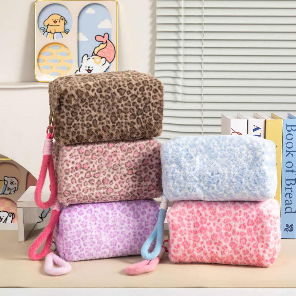 Furry Animal Print Wristlet Makeup Case - view 3