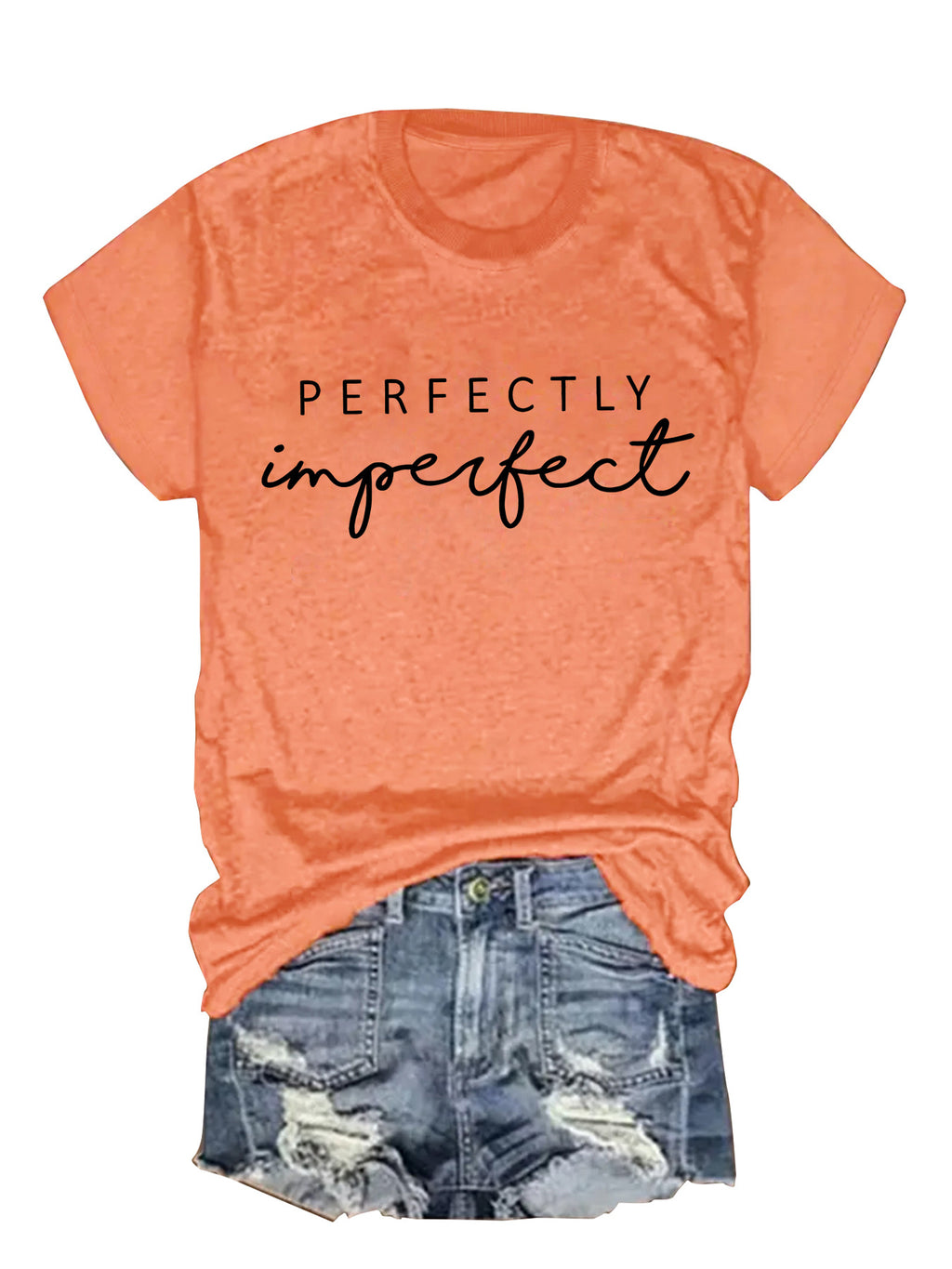 Perfectly Imperfect Hand Script Slogan Tee - Orange