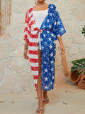 Stars And Stripes Print Beach Kimono - Color_1