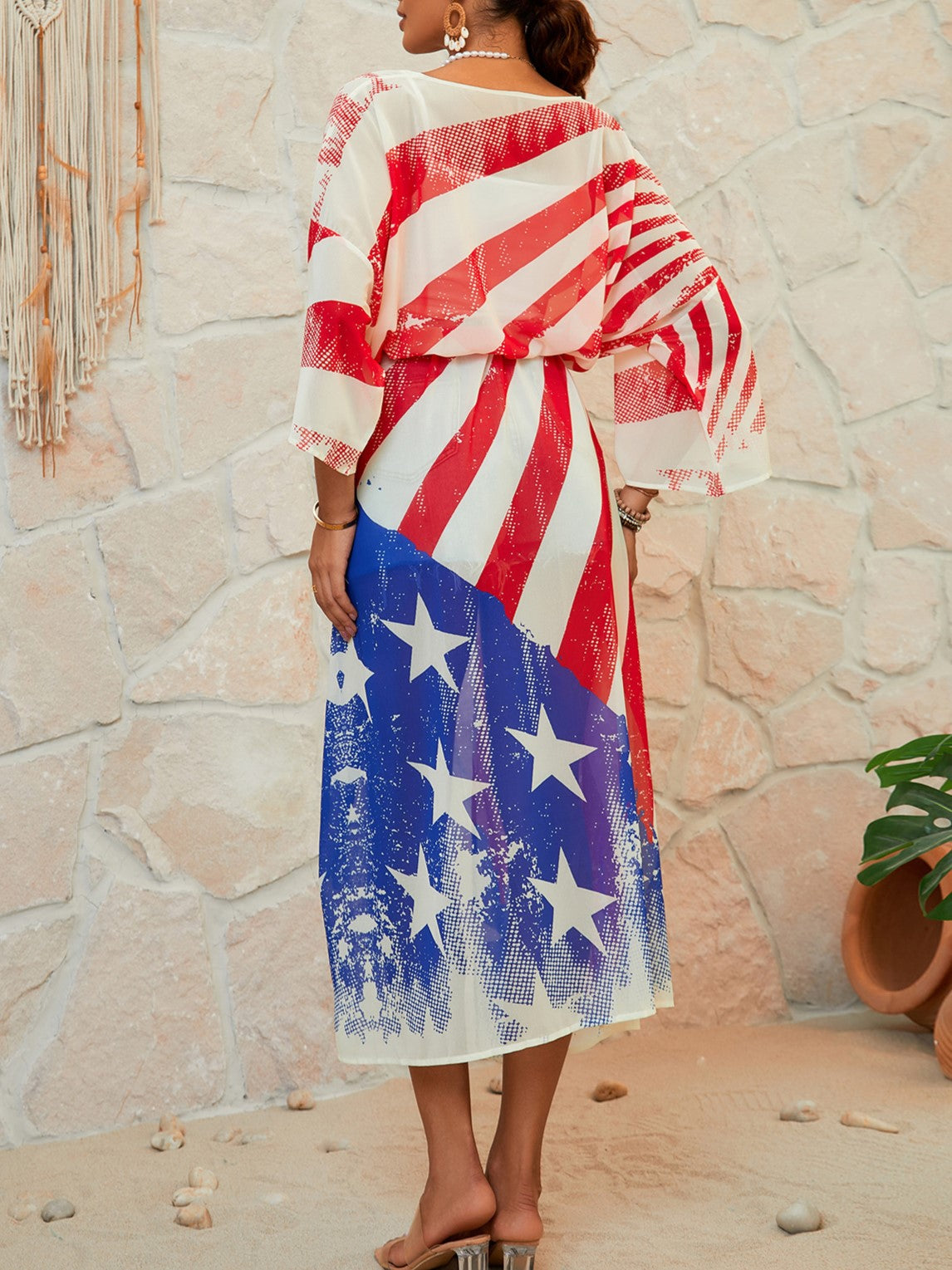 Stars And Stripes Print Beach Kimono - Color_5 - 2
