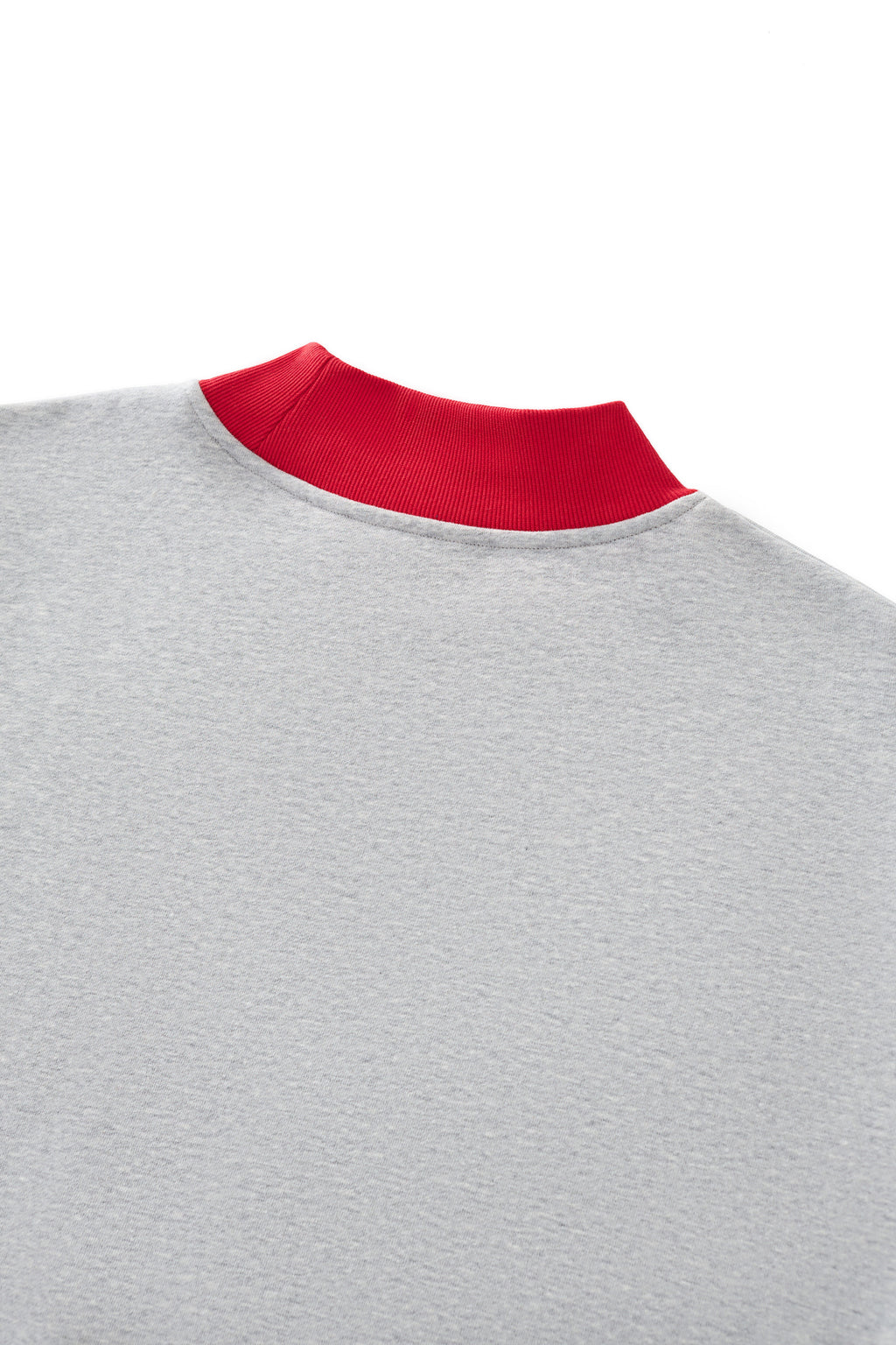 Contrast Trim Mock Neck Sweatshirt - Grey - 4