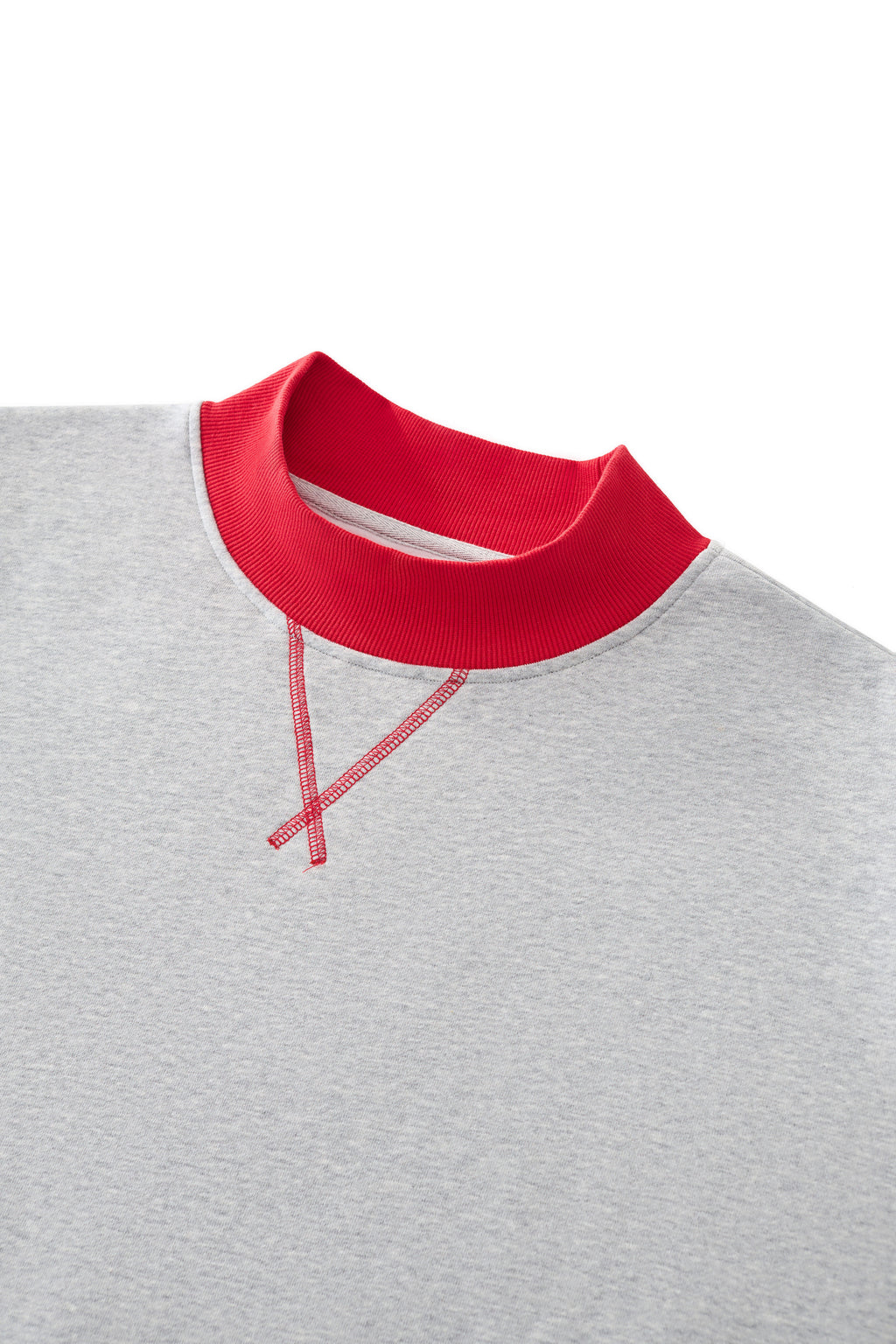Contrast Trim Mock Neck Sweatshirt - Grey - 6