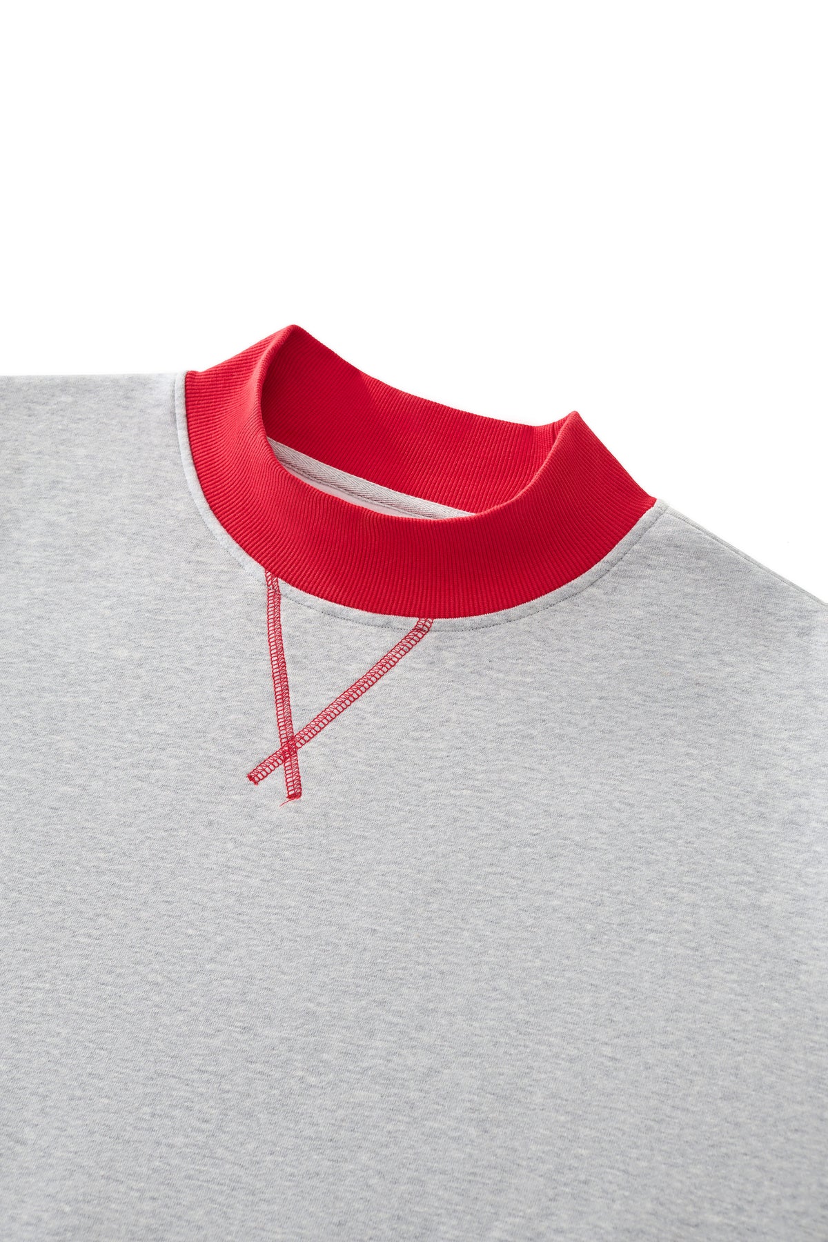 Contrast Trim Mock Neck Sweatshirt - Grey - 6