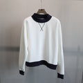 Contrast Trim Mock Neck Sweatshirt - White