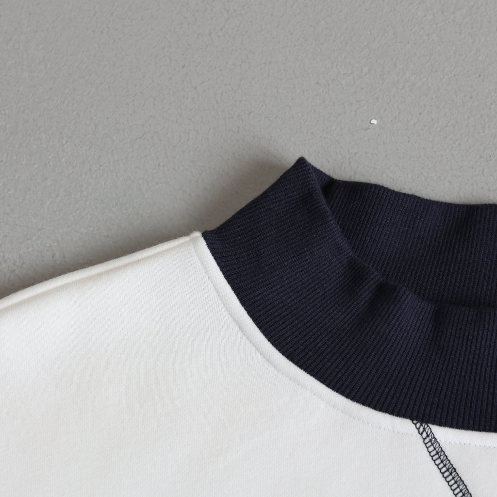 Contrast Trim Mock Neck Sweatshirt - White - 6