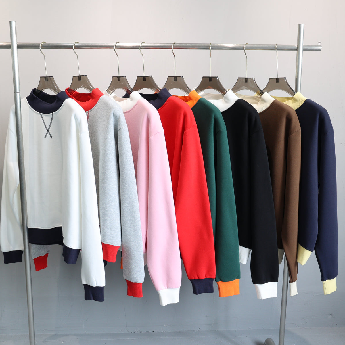 Contrast Trim Mock Neck Sweatshirt - view 3
