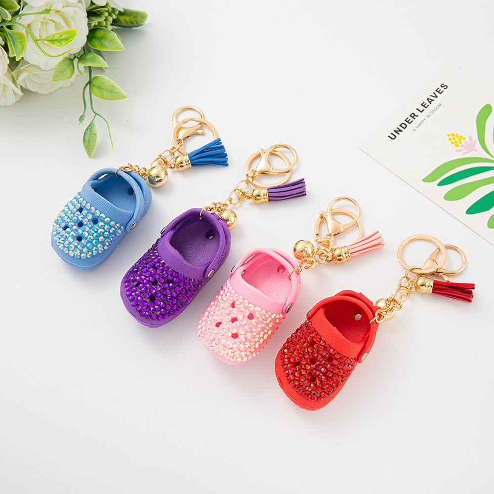 Crystal Clog Charm Keychain With Tassel - view 1