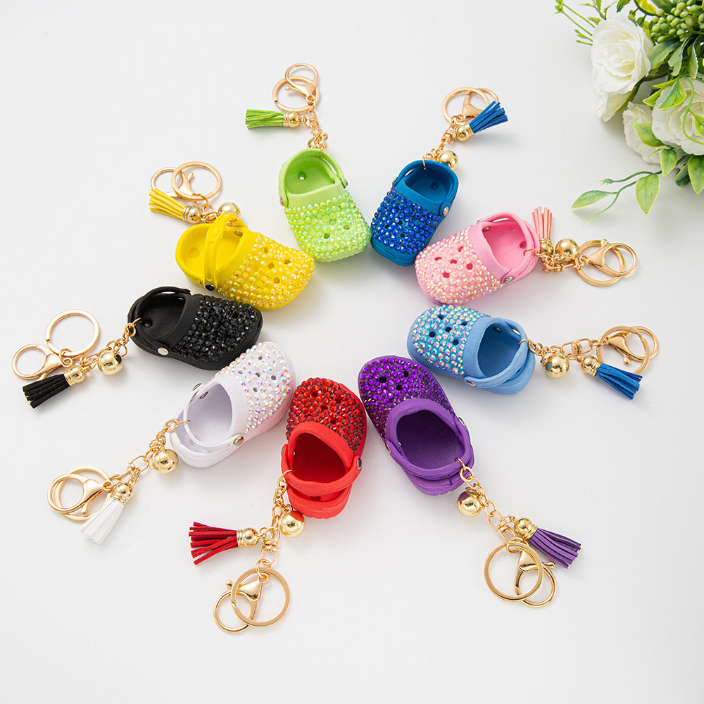 Crystal Clog Charm Keychain With Tassel - view 3