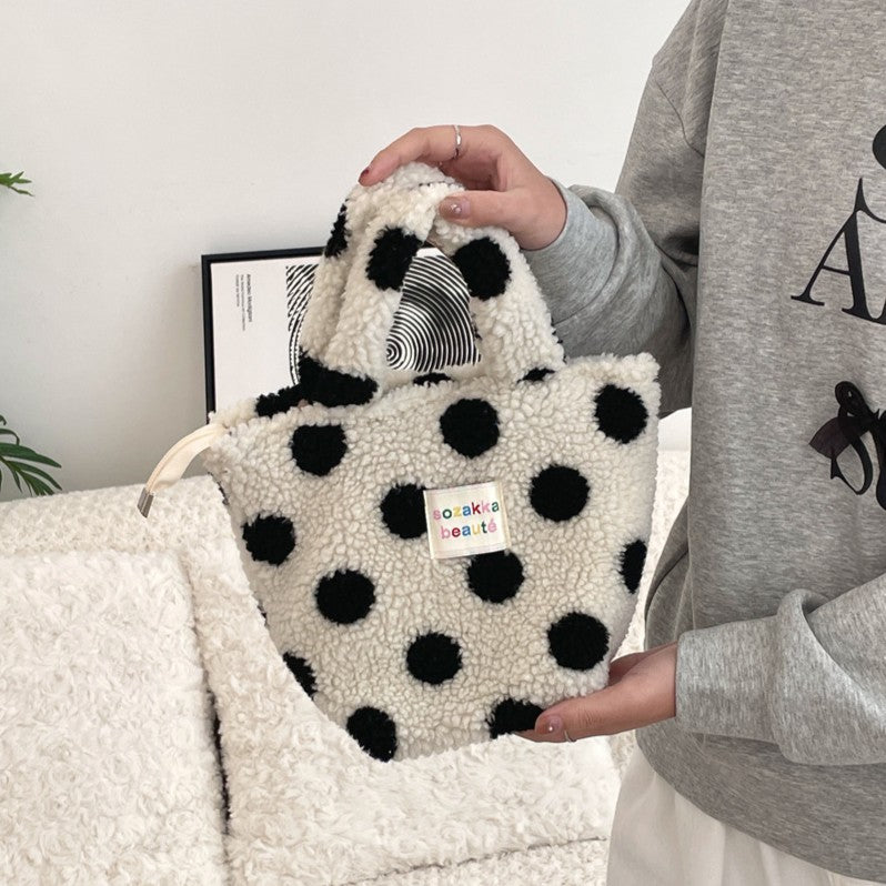 Fuzzy Plush Mini Handle Tote Bag - Color_1