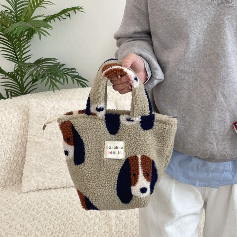 Fuzzy Plush Mini Handle Tote Bag - Color_5