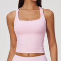 Brushed Square Neck Racerback Cropped Workout Tank - Pale Pink