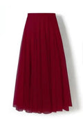 Flowy Mesh Ballet Skirt With Stretch Waistband - Burgundy