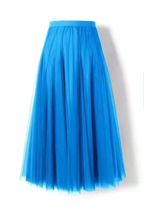 Flowy Mesh Ballet Skirt With Stretch Waistband - DivaBlue