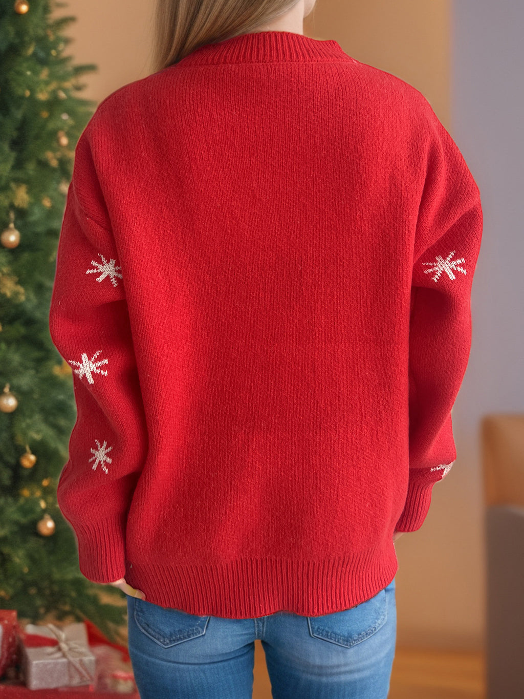 Deer In Glasses Novelty Knit Sweater - Red - 6