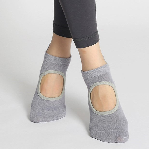 Low Cut Grip Socks With Open Instep - Grey