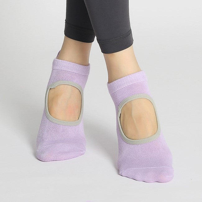 Low Cut Grip Socks With Open Instep - Lavender