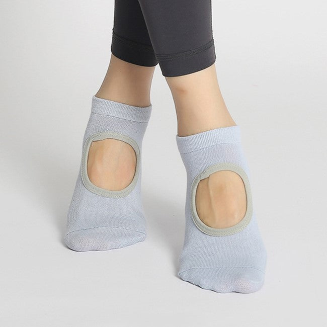 Low Cut Grip Socks With Open Instep - LtBlue