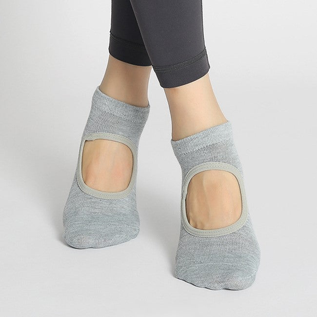 Low Cut Grip Socks With Open Instep - LtGray
