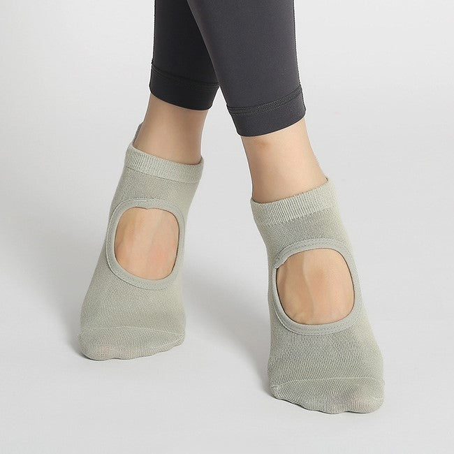 Low Cut Grip Socks With Open Instep - Olive