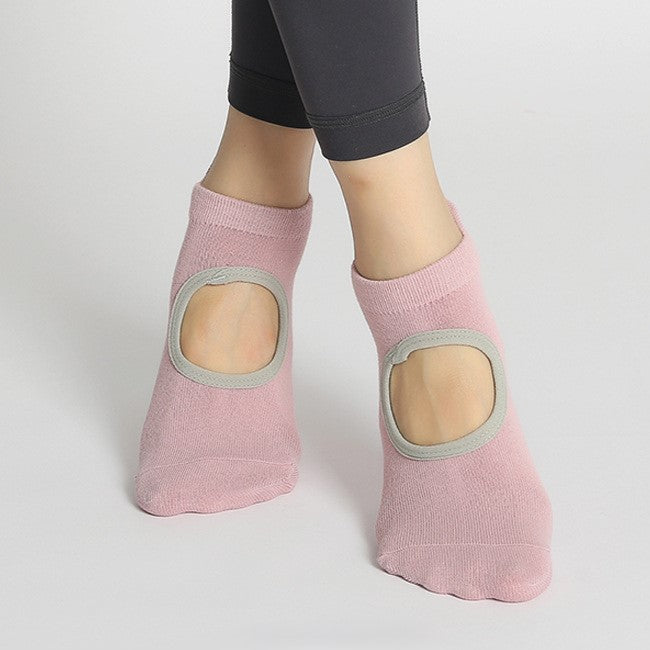 Low Cut Grip Socks With Open Instep - Peach