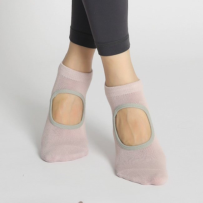 Low Cut Grip Socks With Open Instep - Pink