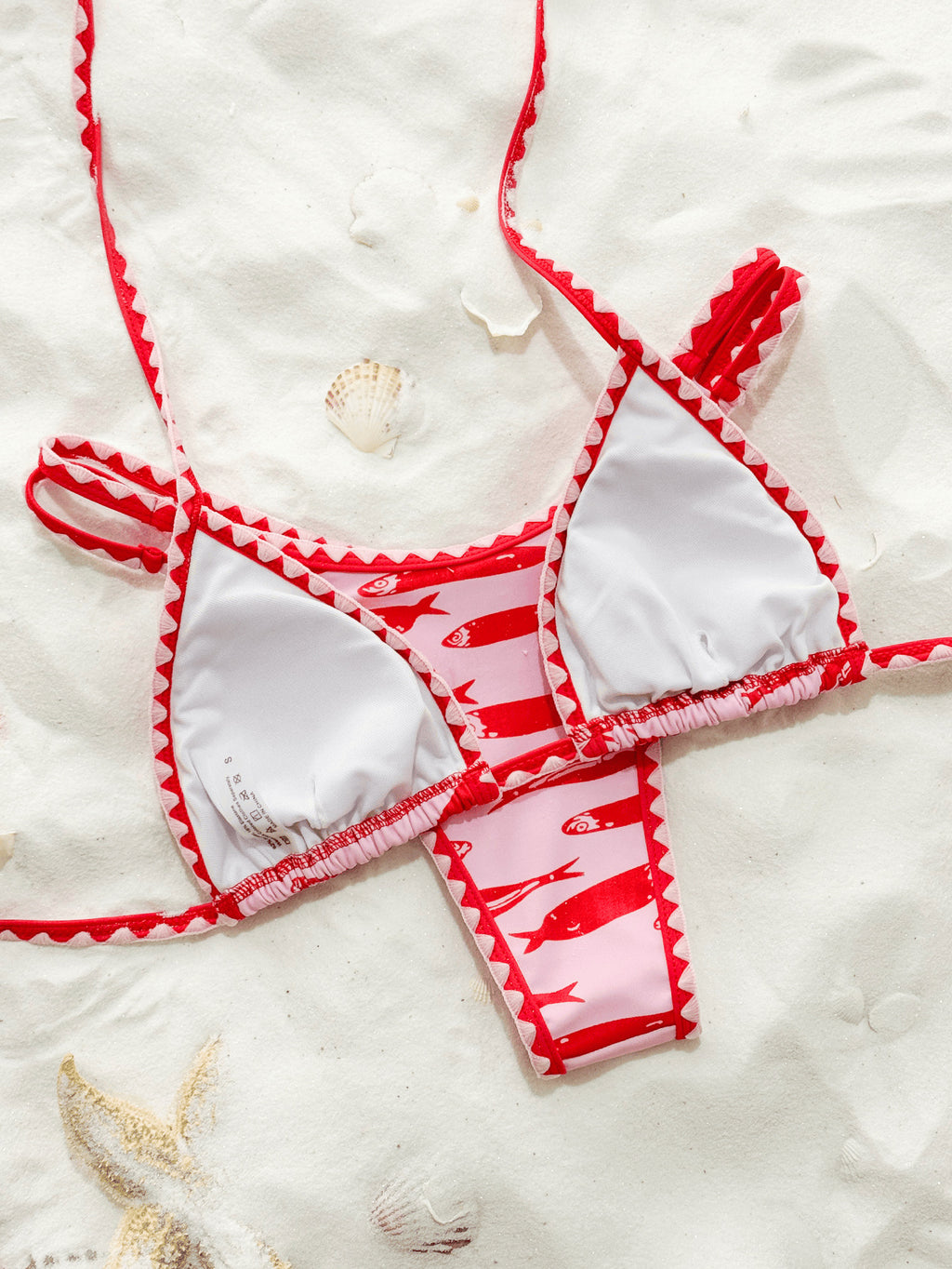 Sardine Fish Print Triangle Bikini Set - Sardine - 1