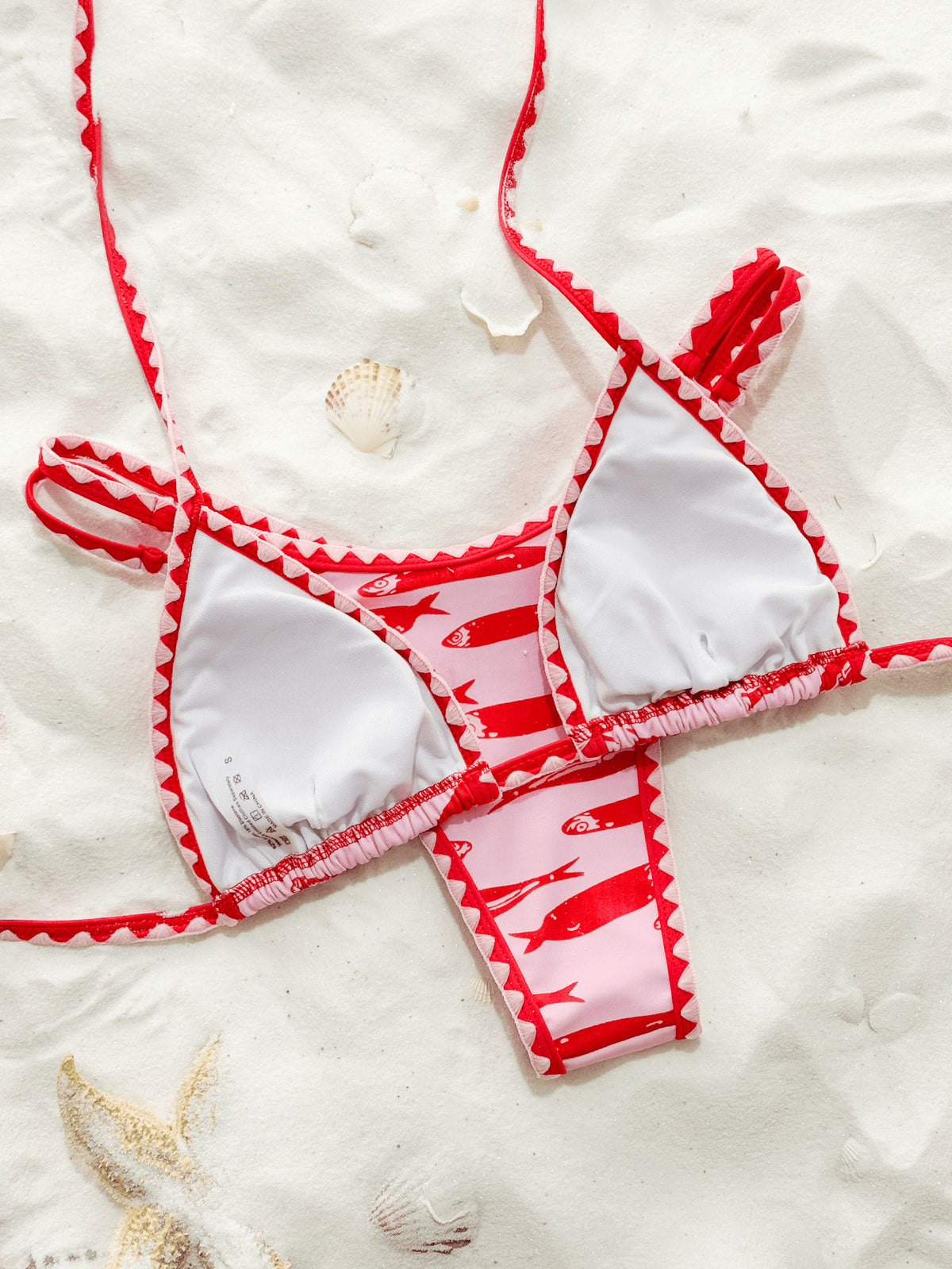 Sardine Fish Print Triangle Bikini Set - Sardine - 1