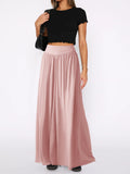 Flowy Palazzo Pants With Smocked Waist - Pink