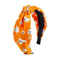Knotted Halloween Print Wide Headband - orange